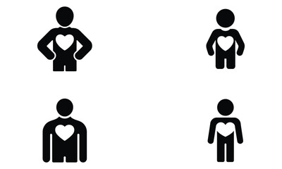 Fototapeta premium Human Body and Heart People Vector Icons Set 