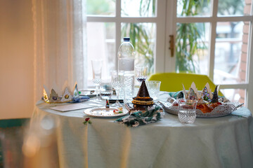 Festive Christmas table holiday decorations