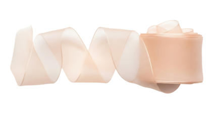 Isolated ribbon loop decoration for festive design and gift wrap in light pastel shade roll