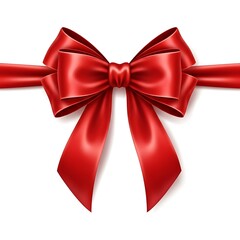 Fototapeta premium A detailed realistic illustration of a red satin bow and ribbon isolated on white