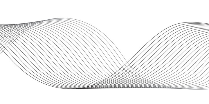 Abstract wavy lines pattern featuring smooth flowing curves in grayscale, forming a minimalist geometric design with overlapping strokes on a clean transparent background for modern digital art.