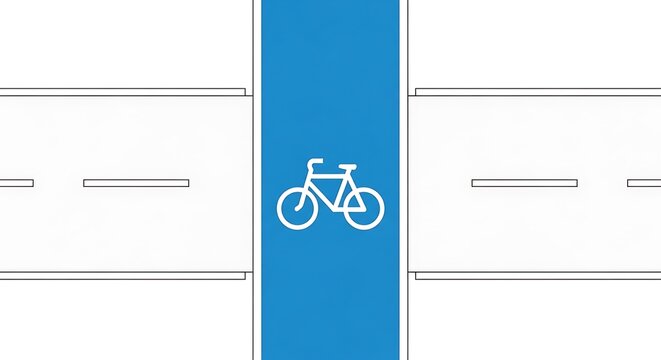 Bicycle lane between two roads, symbolizing sustainable urban transport and eco-friendly commuting options.