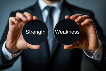 Abstract business concept symbolizing strengths and weaknesses analysis