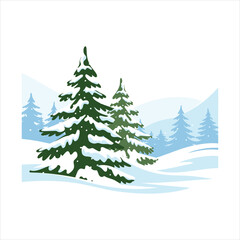 Obraz premium Winter Landscape with Snow Covered Pine Trees in Cold Season