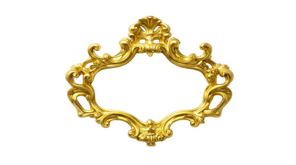 Ornate gold frame vintage baroque style decorative empty isolated on transparent background elegant luxurious classic intricate suitable for artwork or mirror