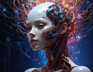 Female android integrated with advanced biotechnological neural networks
