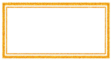 Golden frame rectangular border elegant rope pattern luxury decoration isolated on transparent background classic ornate style suitable for certificate invitation or award design