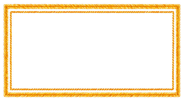 Golden frame rectangular border elegant rope pattern luxury decoration isolated on transparent background classic ornate style suitable for certificate invitation or award design