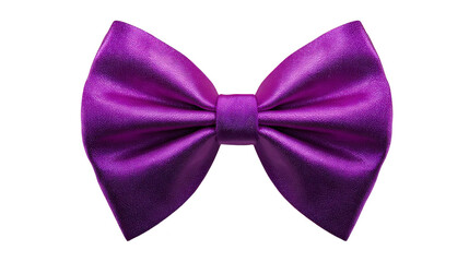 Purple bow tie with shiny satin texture, elegant and stylish accessory for formal events, isolated on transparent background, perfect for fashion or celebration themes