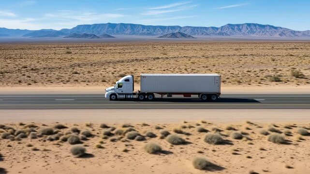LongHaul Trailer Racing Across Desert Highway, OwnerOperator Route