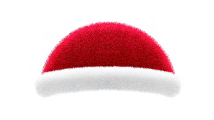 Red Santa hat with white fur trim, isolated on transparent background, festive and cheerful, perfect for Christmas holiday decoration or winter celebration design