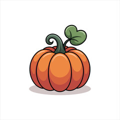 Cute Cartoon Pumpkin Illustration Isolated on White Background