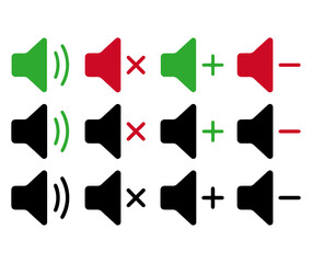 speaker icon logic puzzle set, flat minimal vector illustration