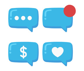 Fototapeta premium “blue chat bubble icons set, minimal vector message design”