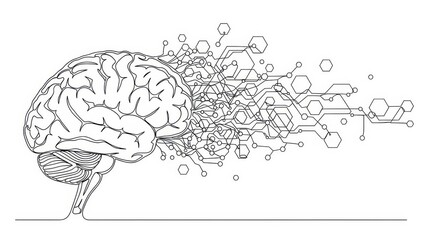Connectivity of human brain with artificial intelligence represented by circuits drawing