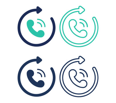 callback phone icons, circular arrow set, minimal vector design
