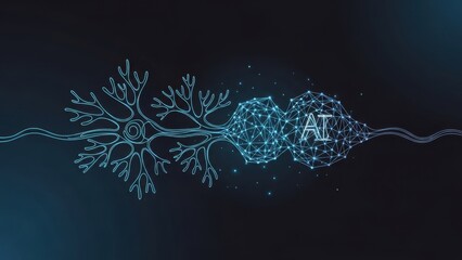 Neural network connecting neuron and artificial intelligence systems illustration