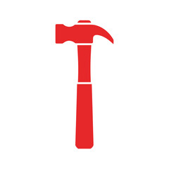Red hammer icon on white background