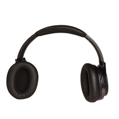 Modern wireless headphones in black on an isolated background