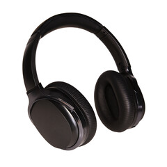 Modern wireless headphones in black on an isolated background