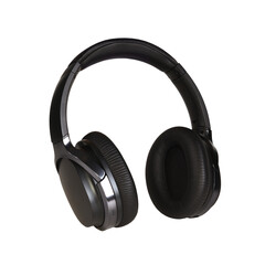 Modern wireless headphones in black on an isolated background