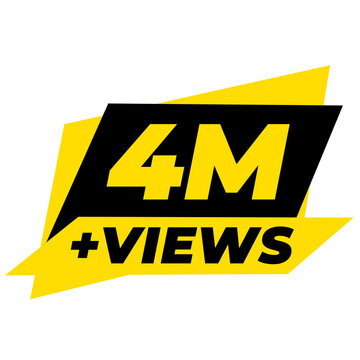 4M Views Visible Audience Counter PNG, Platform Expansion Badge Design, Engagement Boost Label Graphic, Content Trend Tag Icon, Viewer Count Sticker PNG, Organic Reach Sign