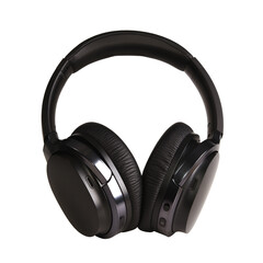 Modern wireless headphones in black on an isolated background
