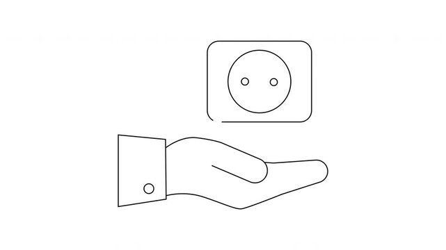 Hand with cuff presenting electrical outlet