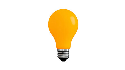 Yellow light bulb isolated on transparent background, featuring glossy surface and metallic base, symbolizing creativity, innovation, and bright ideas in modern, minimalistic style