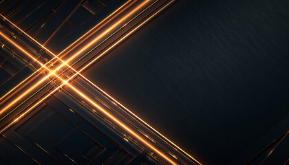 Luxury Dark Abstract Background with Glowing Gold Lines and Modern Geometric Design.