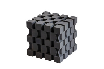 abstract 3d cubic sculpture. Isolated on transparent background, png