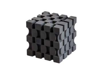 abstract 3d cubic sculpture. Isolated on transparent background, png