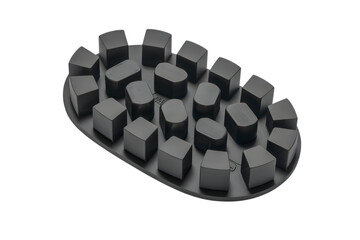 Black textured  rubber grip pad for shoe outsole . Isolated on transparent background, png