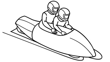 Two athletes racing on a sleek bobsled track