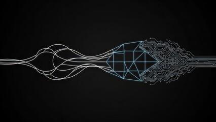 Technological Integration: Representing Data Flow with Abstract Circuitry and Geometric Shapes