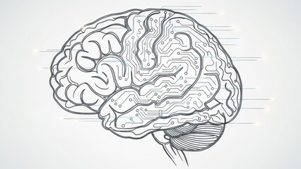 Human brain outline with intricate circuit patterns evoking the future of intelligence