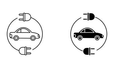 electric car charging with circular plugs icon vector