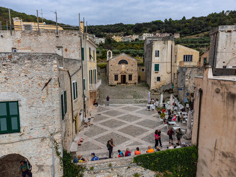 Aerial view of the beautiful town of Verezzi in Liguria