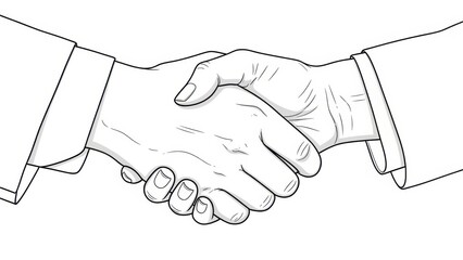 Monochrome illustration of a handshake symbolizing agreement and cooperation