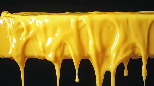 Close-up of a tasty serving of macaroni and cheese with extra cheese sauce, featuring long strands of melted cheese.