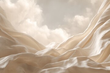 Minimal interior window scene with sheer curtain in cloud dancer style warm neutral tones.