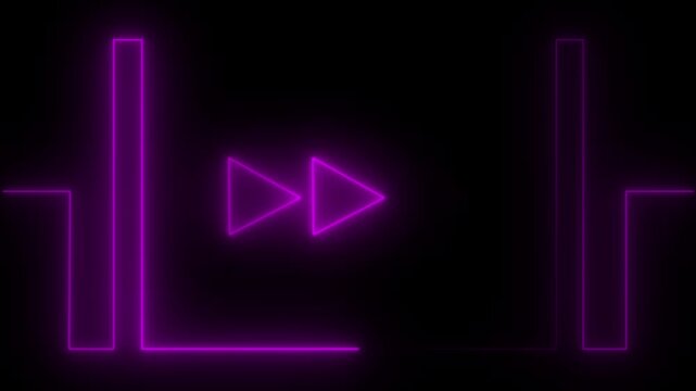 Neon pink Rewind Arrows right HUD Animation on Black Background
