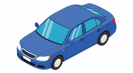 Isometric blue sedan car vector illustration isolated white car sedan automobile transport vehicle graphic flat design