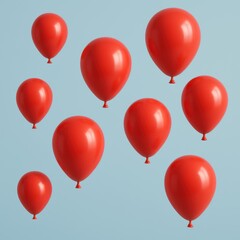Crimson celebration: A collection of vibrant scarlet balloons floating in serenity