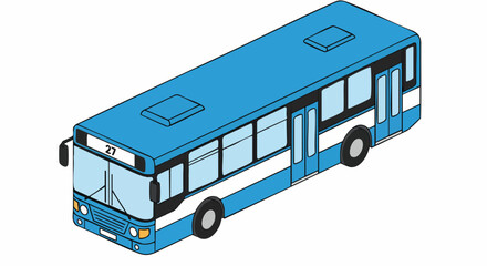 Isometric perspective blue public transportation bus vector illustration vehicle transport urban graphic design isolated number 27