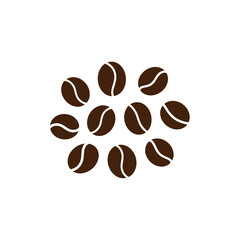 Obraz premium Stylized coffee beans arranged in a circular pattern on a white background