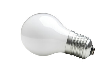 Single frosted incandescent light bulb with metallic screw base on a solid for design use on transparent background