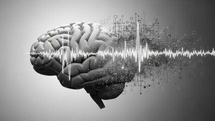 Brainwave visualization depicts neural activity and cognitive function illustration