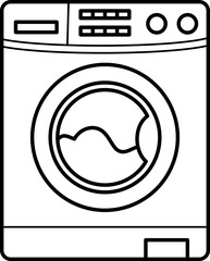 Modern Front Load Automatic Washing Machine Icon for Housework.