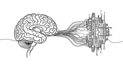 Cybernetic brain concept representing artificial intelligence and neural network integration in